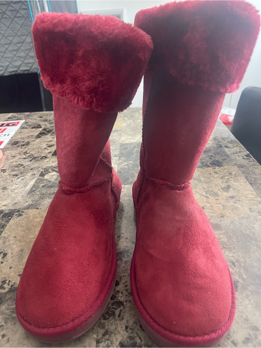 Women's Plush-Lined Winter Boots - Red